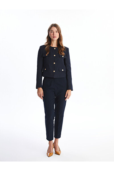 LC Waikiki Дамско яке от туид - кръгло деколте, текстурирано