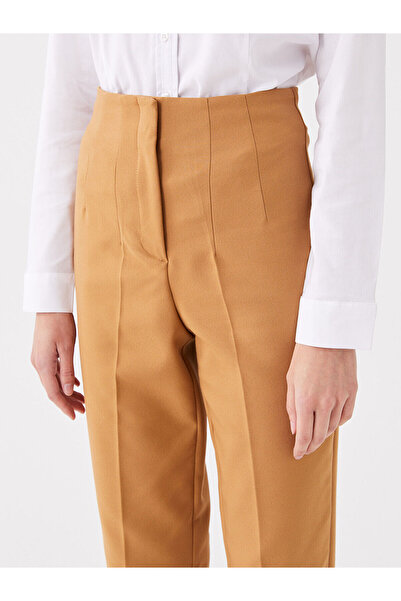 LC Waikiki Brown High Waist Carrot Cut Women's Trousers