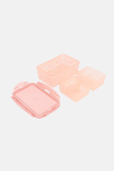 P:OS Handels GmbH Plastic Lunch To Go Happy Day Lunch Box, Dusty Pink