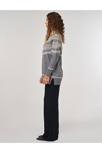 KYR Zipper Closure Knitwear Tunic Gray