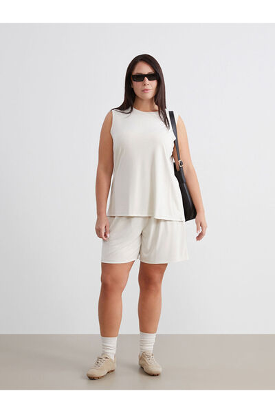 LC Waikiki Beige Crew Neck Modal Blend Women's Tank Top