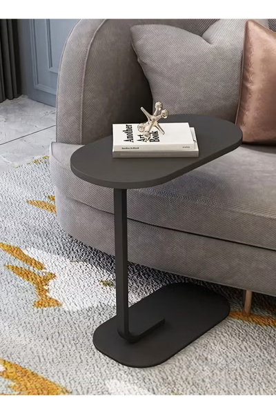 ULHYC Small Side Table, C Shaped End Table for Sofa and Bed, TV Tray Table with Metal Frame , 45*30*63CM