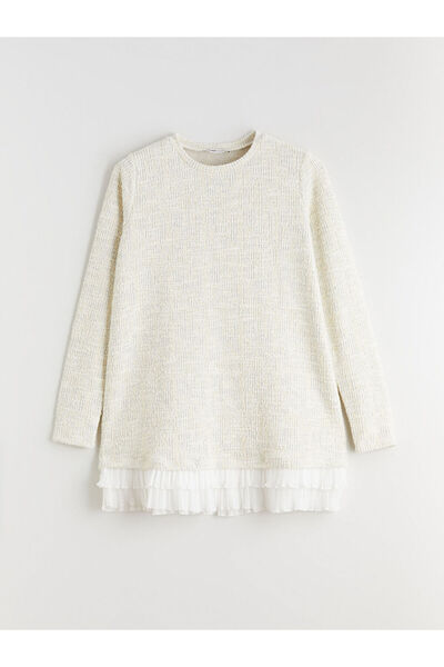 LC Waikiki artı-store'den Bej Bisiklet Yaka Dokulu Kadın Tunik