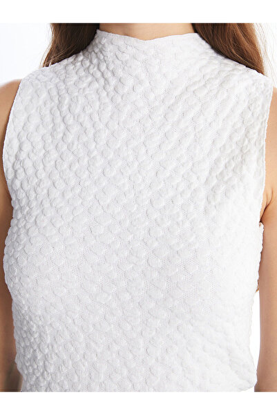 LC Waikiki Ecru Half Turtleneck Self-Patterned Women's Knitwear Sweater