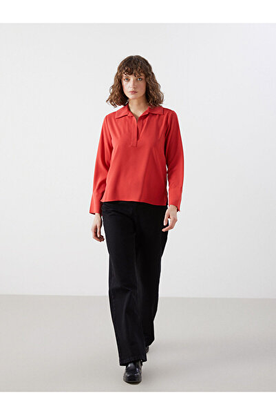 LC Waikiki LCW Vision Kırmızı Gömlek Yaka Kadın Bluz