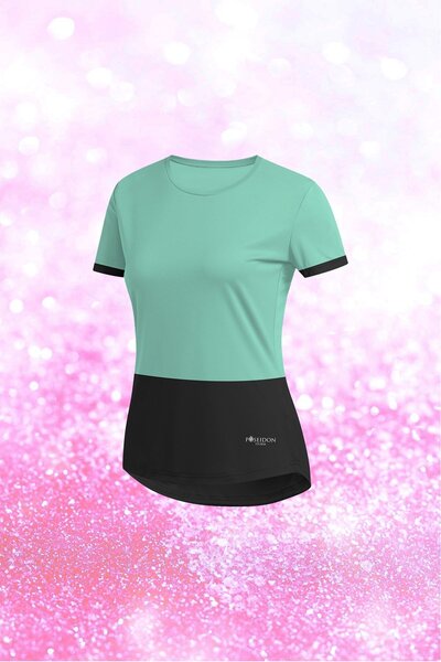 POSEIDON STORM Γυναικείο μπλουζάκι μεγάλου μεγέθους Aqua Green Dri-Fit Comfor...