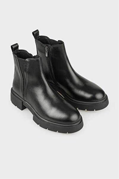 Elle Shoes Siyah Deri Kadın Günlük Bot