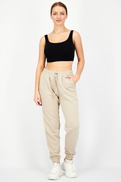 Esprit Women Solid Draw String Jogger Pants, Khaki