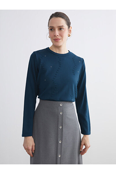 LC Waikiki Crew Neck Patterned Women's Knitwear Sweater