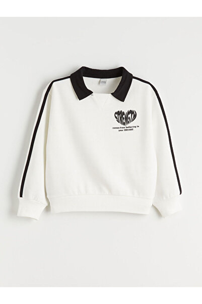 LC Waikiki Polo Collar Girl's Sweatshirt