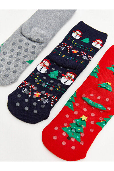 LC Waikiki Kaydırmaz Tabanlı Erkek Çocuk Soket Çorap 3'lü (W5)