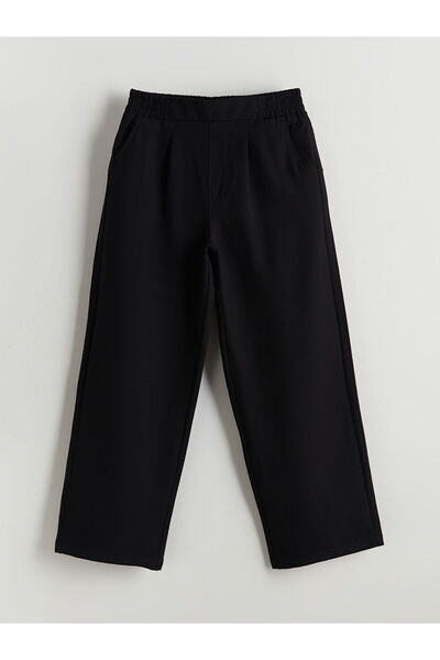 LC Waikiki Lcw Kids Black Wideleg Pleated Girls' Pants W51509Z4