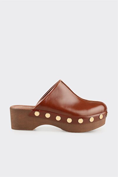 Elle Shoes Taba Deri Kadın Terlik