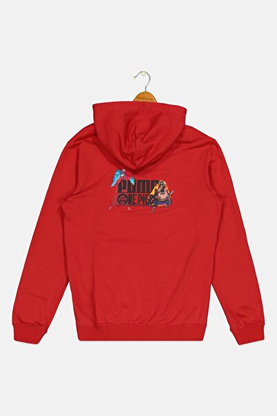 Puma x One Piece Kids Boy Sportswear Fit Long Sleeve Hoodie, Red