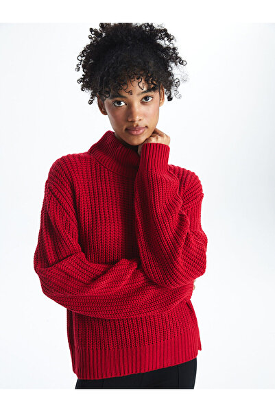 LC Waikiki Red Half Turtleneck Women's Knitwear Sweater