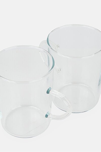 BOHEMİA CRYSTAL 2 Pieces Borosilicate Glass Tea And Coffee Conical Mug 200 ml, Transparent