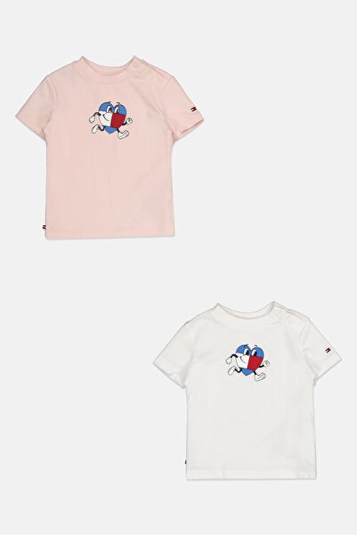 Tommy Hilfiger Toddlers Girl 2Pcs Graphic Print Short Sleeve Top, Multicolor