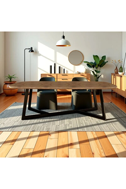 micasa Premium Quality Durable Trapezoid Crafted Dining Table With Wooden Top