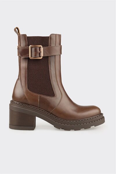 Elle Shoes Haki Deri Kadın Günlük Bot