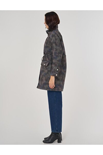 Kayra Camouflage Effect Quilted Coat Green