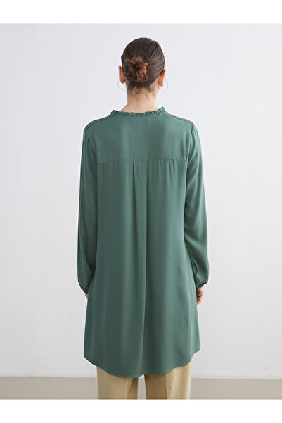 LC Waikiki Green Ruffled Mock Neck Women's Tunic