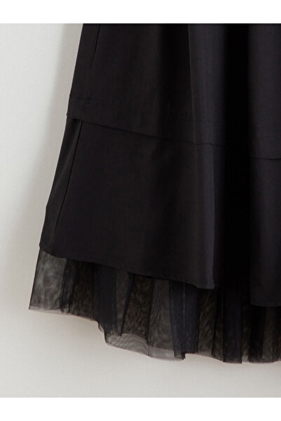 LC Waikiki Poplin Flared Skirt with Elastic Waist