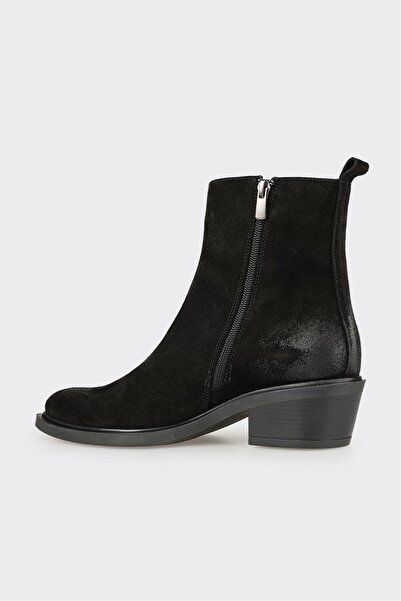 Elle Shoes Siyah Deri Kadın Western Bot