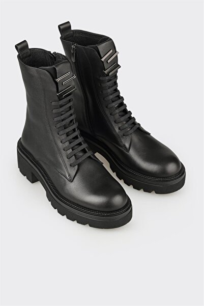 Elle Shoes Siyah Deri Kadın Günlük Bot