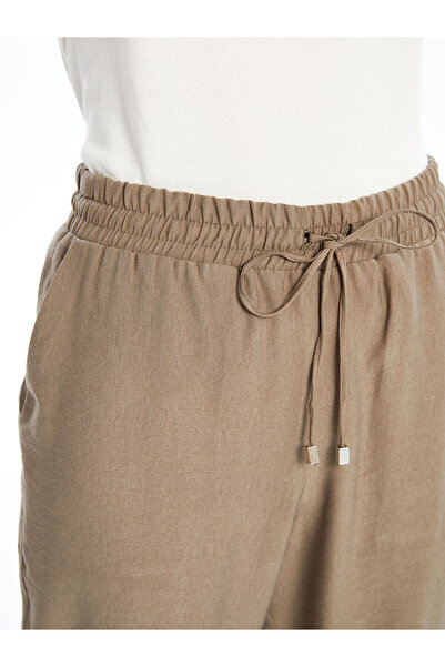 LC Waikiki Brown Elastic Waist Loose Fit Women's Trousers