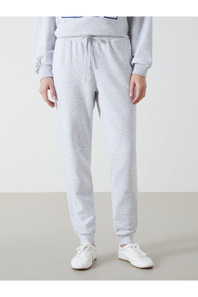 LC Waikiki Gray Women's Thick Jogger Sweatpants with Elastic Waist