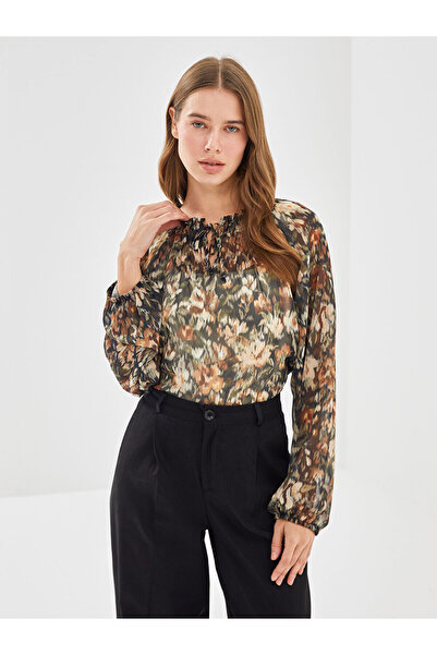 LC Waikiki Mixed Tie Neck Patterned Women's Blouse