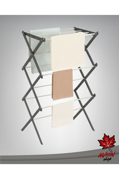 AVION-SHOP Glamour Taşınabilir Pratik Akordiyon Çamaşır Kurutmalığı Siyah 70 cm