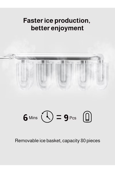ULHYC 60Hz Stainless Steel Ice Maker, Makes 9 Blocks of Ice in 6 Minutes, With Self-cleaning Function