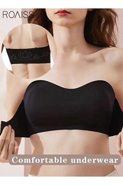 ROAISS حمالة صدر نسائية بدون حمالات ذات جزء علوي أنبوبي وخفيفة الوزن ومجمعة ب...