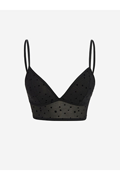 LC Waikiki Чорний бюстгальтер без кісточок, без наповнювача, з візерунком
