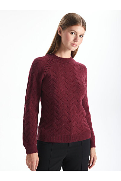 LC Waikiki Women's Knitwear Sweater - Crew Neck and Self Patterned