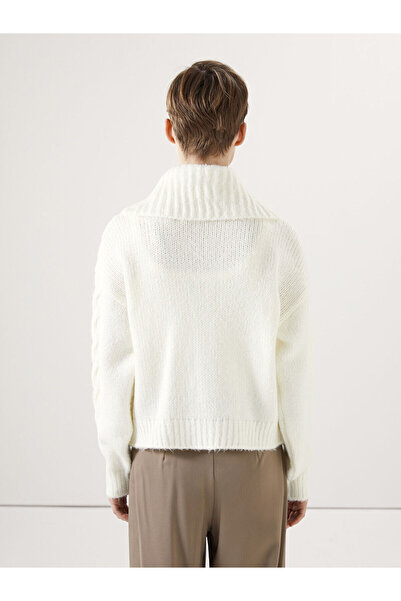 LC Waikiki Stehkragen, selbstgemusterter, langärmliger Strick-Cardigan für Damen