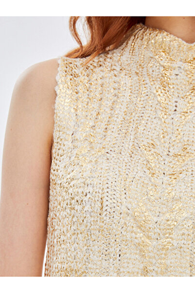 LC Waikiki Yellow Half Turtleneck Self-Patterned Women's Knitwear Sweater