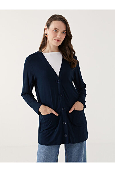 LC Waikiki LCW V Yaka Düz Uzun Kollu Kadın Hırka