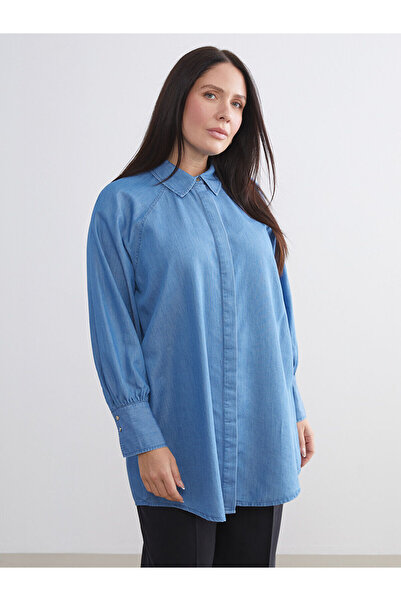 LC Waikiki LCW Modest YENİ SEZON Gömlek Yaka Kadın Jean Tunik