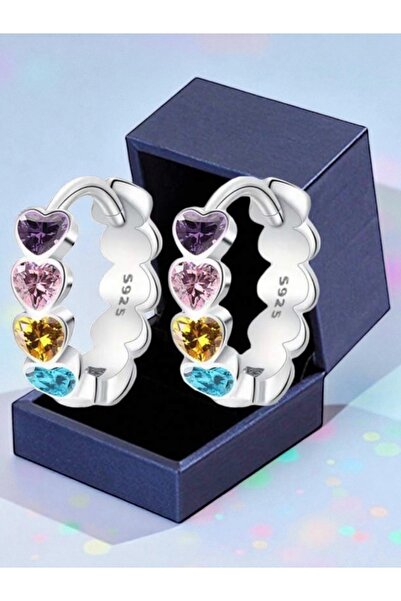 NEW STYLE Women's earrings made of 925 sterling silver, studded with colorful gemstones, with a sophisticated and elegant design