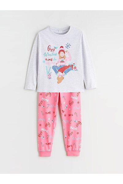 LC Waikiki Vizyon New Season Crew Neck Girls' Pajama Set