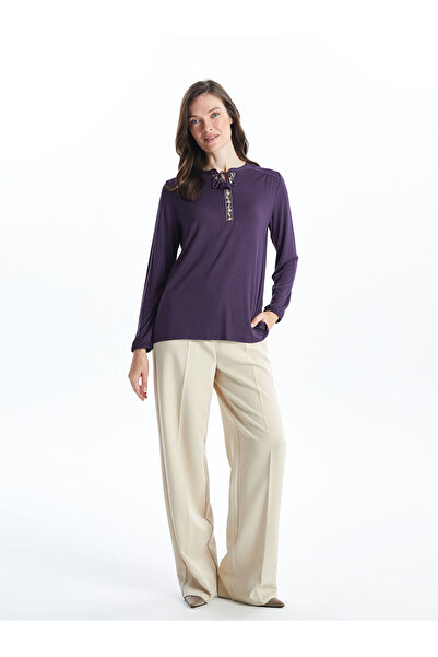 LC Waikiki Γυναικεία μπλούζα με δεμένο γιακά κεντημένη