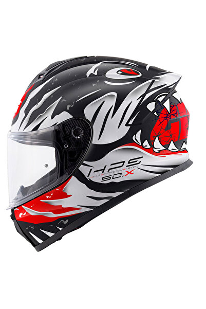 Givi 50.X Sharkbıte Mat Siyah-Beyaz-Kırmızı Kapalı Motosiklet Kaskı