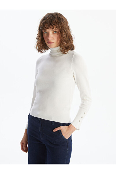 LC Waikiki LCW Vision Екру рибарска яка дамски плетен пуловер