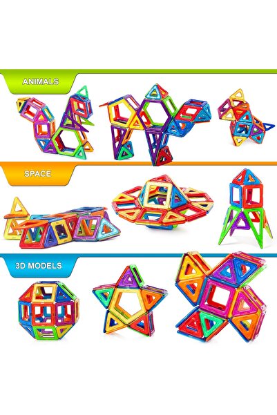 REZZOSS Magnetic Building Blocks Set - 118 Piece :Colorful Tiles, Educational Cards, Wheels .