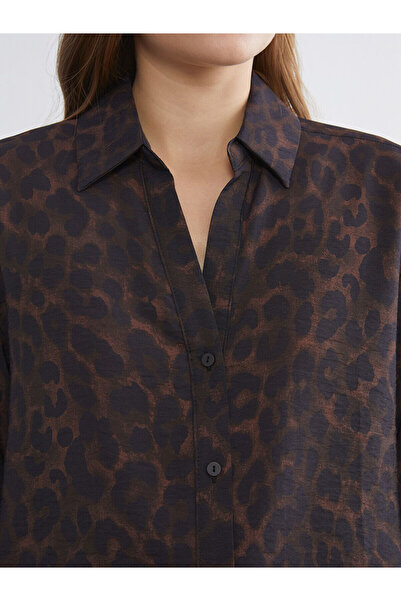 LC Waikiki Brown Leopard Patterned Women's Shirt