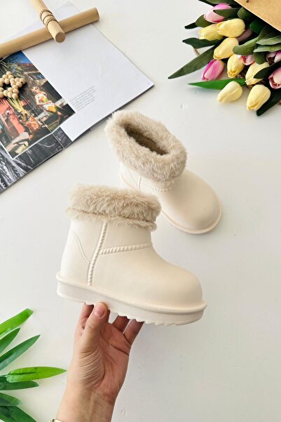 Minigimin Cicileri Miniğimin Cicileri Kürklü Renkli Yağmur Botu - Krem