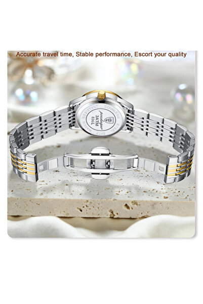 POEDAGAR Γυναικείο ρολόι CS1679, ανοξείδωτο ατσάλι, ασημί-ροζ χρυσό, λευκό καντράν