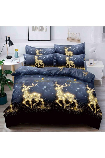 OEM Double Bed Linen, Fitted Sheet, Finet Fabric, 6 Pieces - Christmas Print